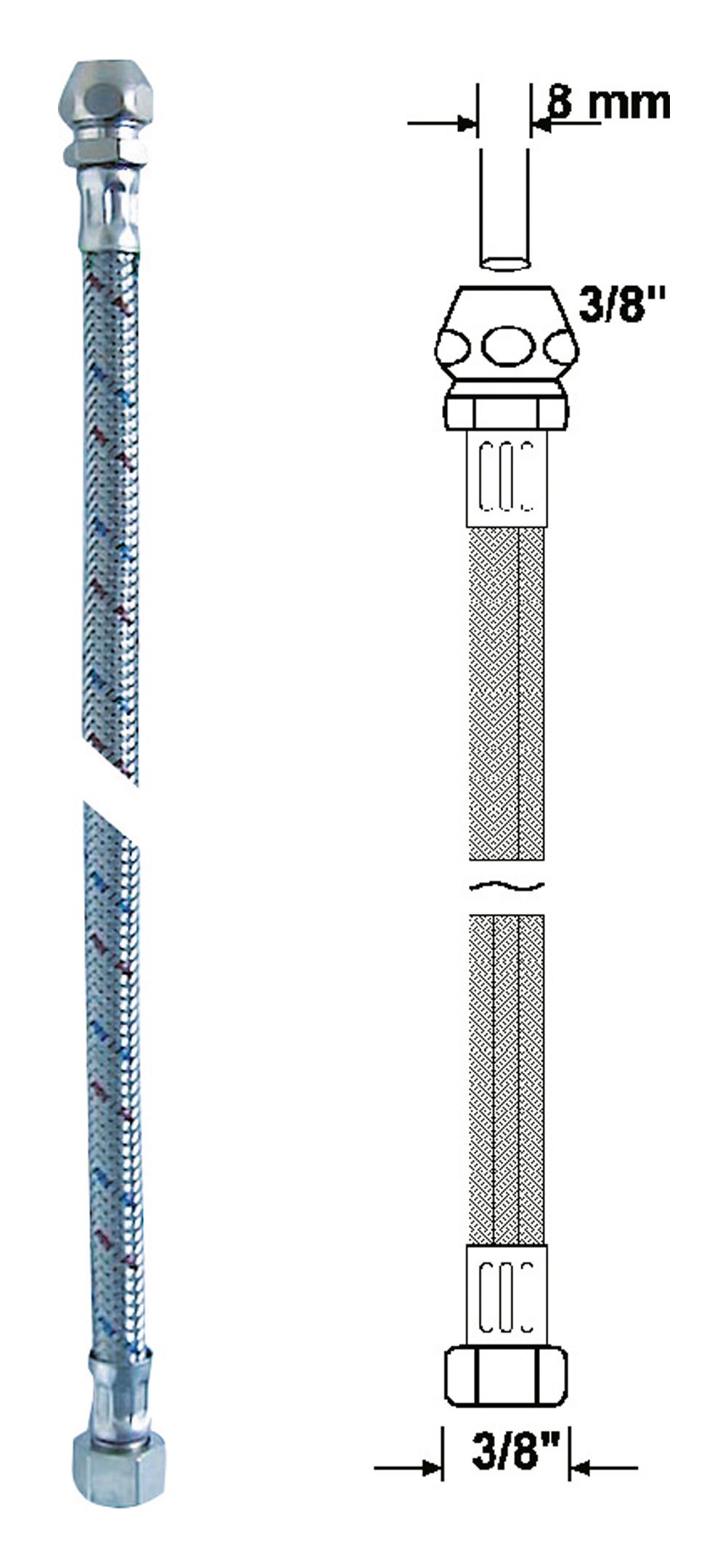 Sanitop-Wingenroth Anschlussrohr-flexibel 500 mm chrom Verschraubung 10 mm