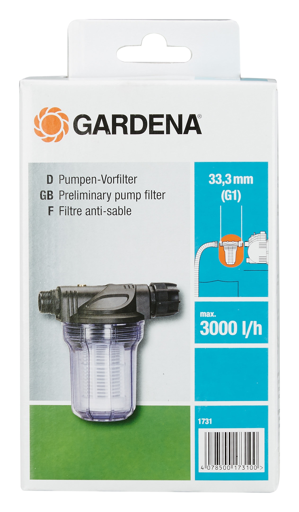 Gardena Pumpen-Vorfilter bis 3000 l/h (1731-20)