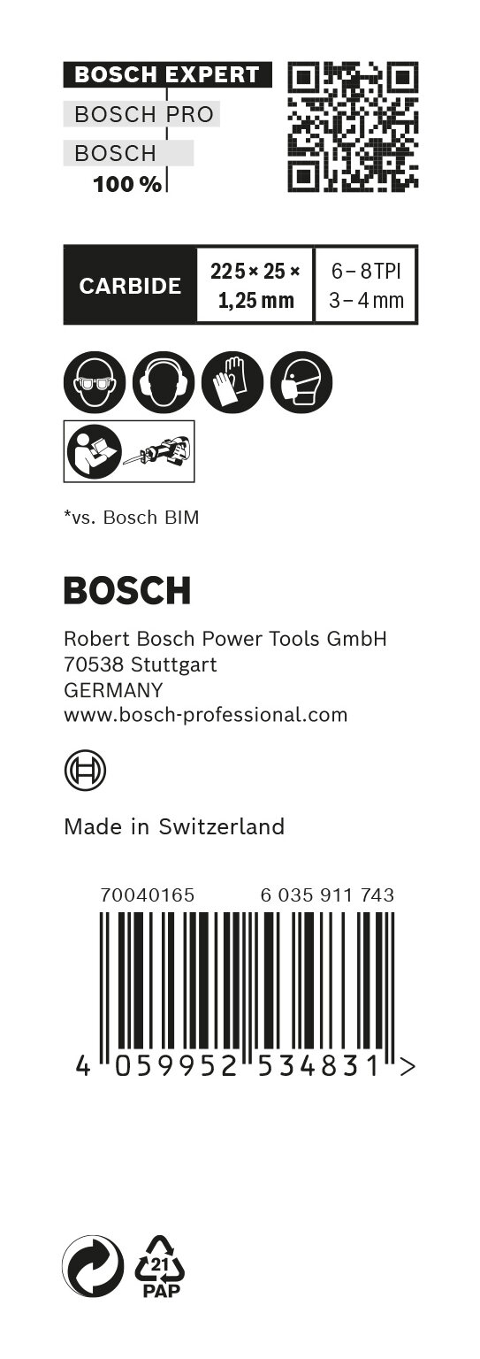Bosch Zubehör Expert S Carbide and Metal | for Progressor - Säbelsägeblatt XHM Wood 2608900393 1156 10er-Pack