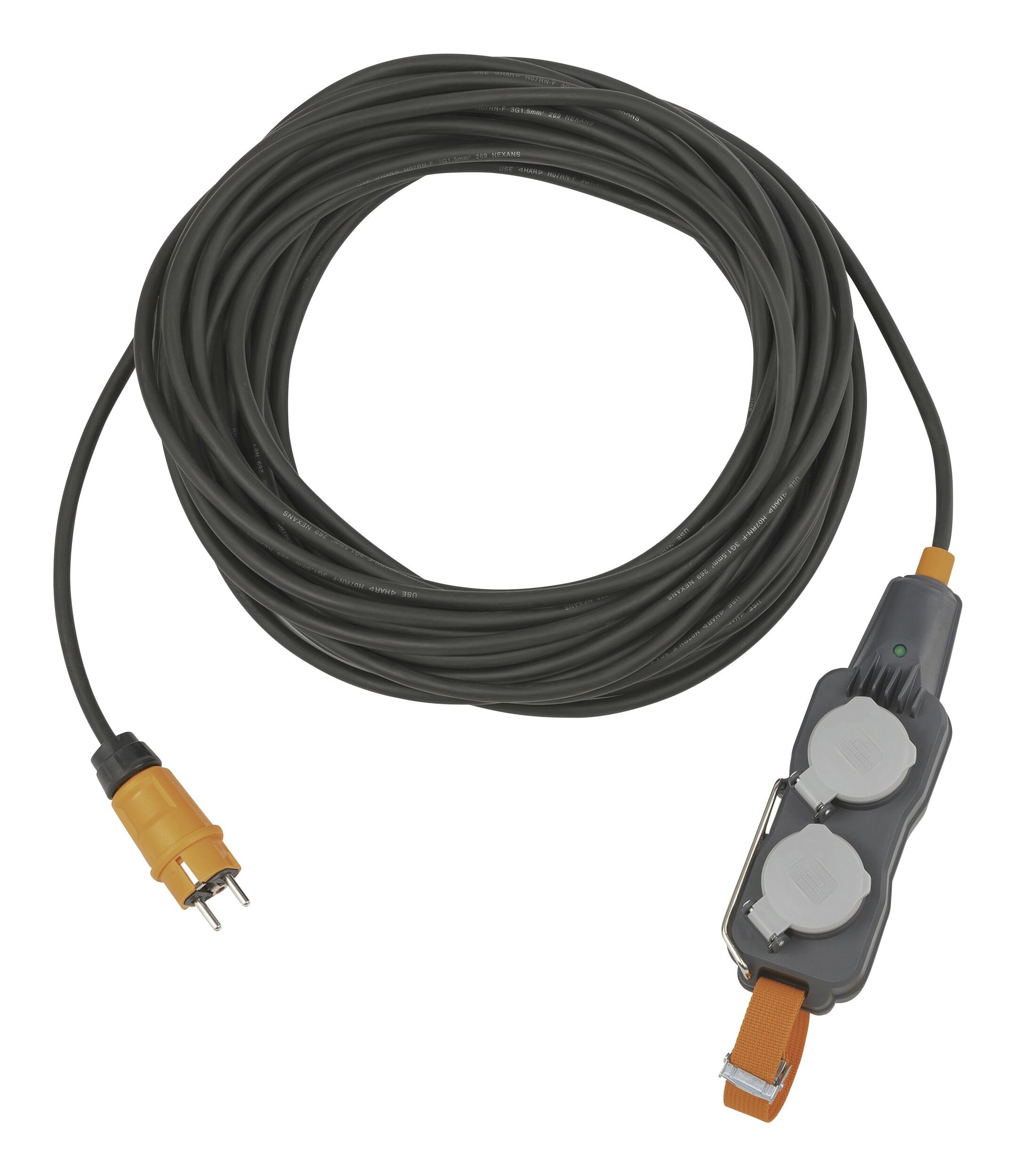 Adapterleitung (Gummi-Neopren), CEE-Stecker 400V/16A, CEE-Kupplung 230V/16A,  Kabel 1,5m H07RN-F 3G2,5 schwarz