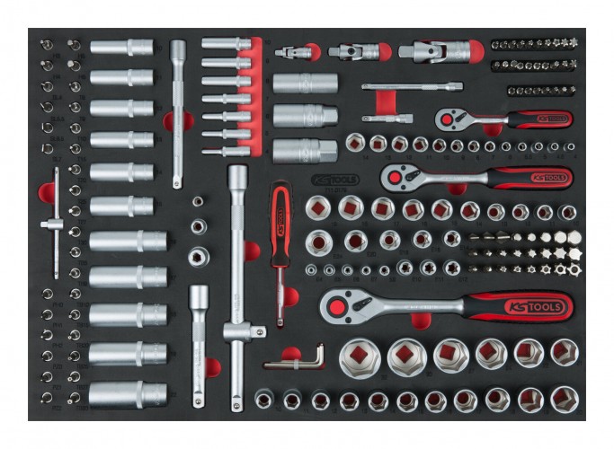 KS-Tools Werkzeugkoffer, 1/4+3/8+1/2 Steckschlüsselsatz 179tlg